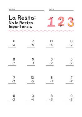 Resta - Fichas de ejercicios matemáticos-1