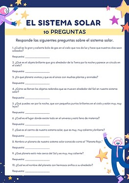 Ejercicios del Sistema Solar para Imprimir-1