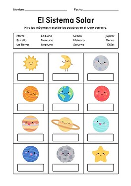Hoja de Trabajo de los Planetas