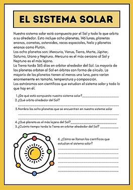 Hoja de Trabajo sobre el Sistema Solar-1