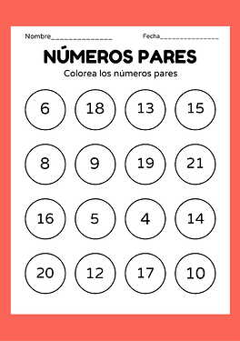 Números Pares - Láminas didácticas de colorear matemáticas-1