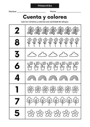 Cuenta y colorea Hojas de colorear-1